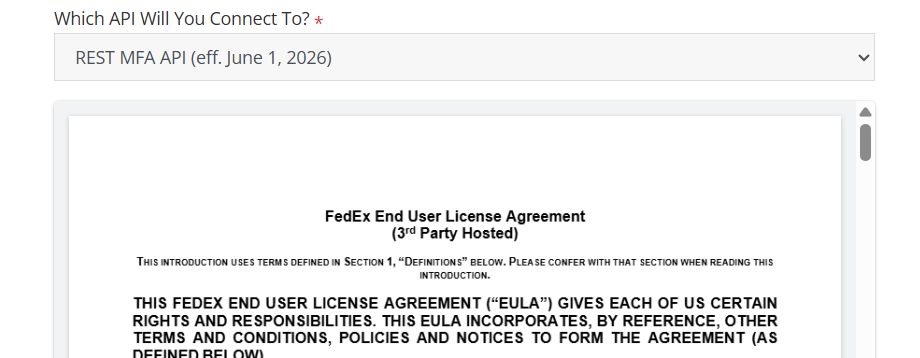 FedEx API EULA Effective June 1, 2026 - Shopify Real Time Shipping Quotes App.